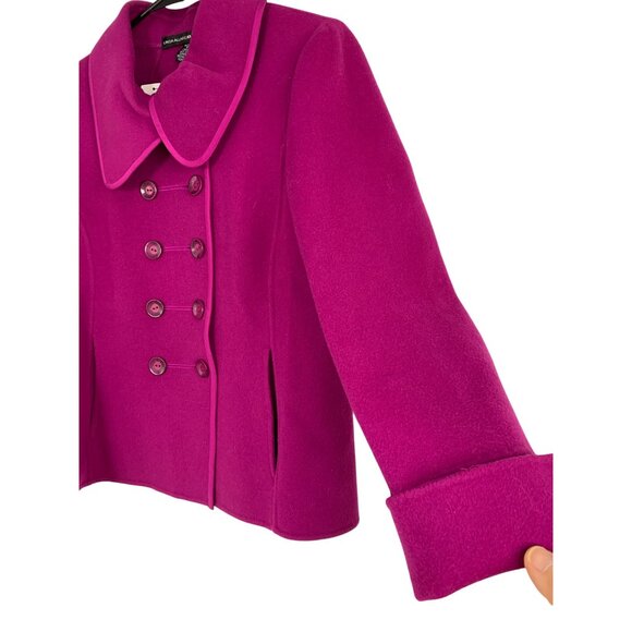 VTG 80s Linda Allard Ellen Tracy Handmade Wool Coat Magenta 8P RY10366 New - Picture 3 of 15